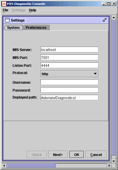 The Diagnostic Console Properties Window