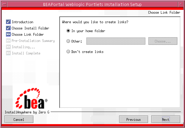Choose Link Folder Screen