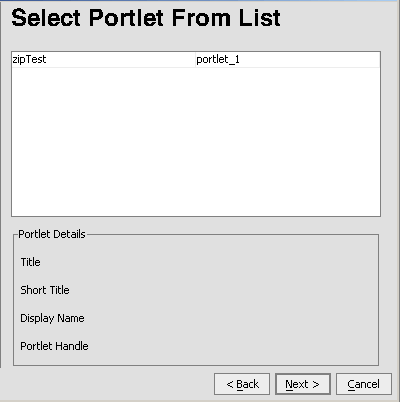 Select Portlet from List Dialog Box 