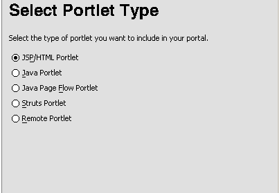 Select Portlet Type Dialog Box