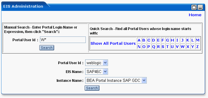 EIS Credential Mapping - Search Screen