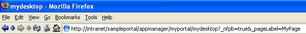 Default URL: http://intranet/sampleportal/appmanager/myportal/mydesktop?_nfpb=true&_pageLabel=MyPage