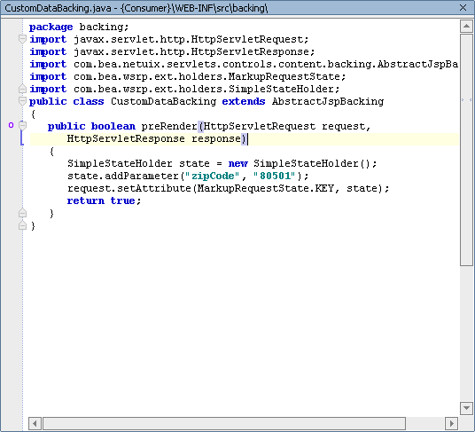CustomDataBacking.java in WebLogic Workshop