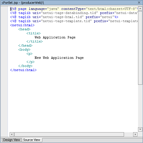 cPortlet in Source View