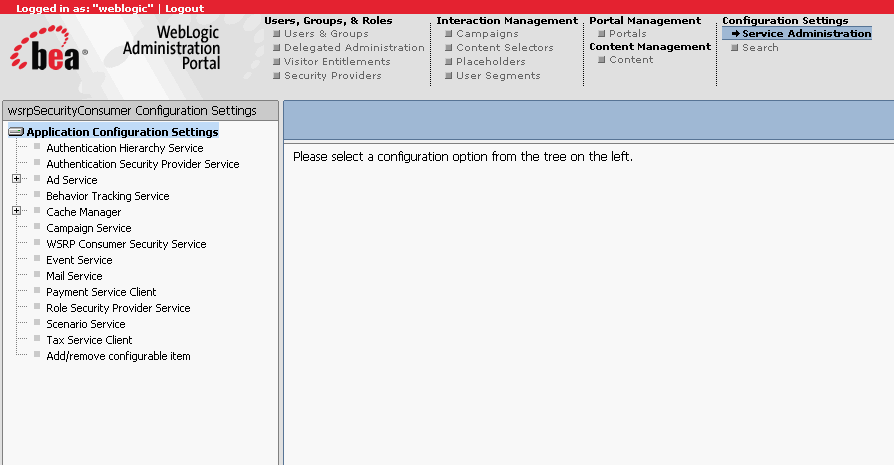 Configuration Settings Page