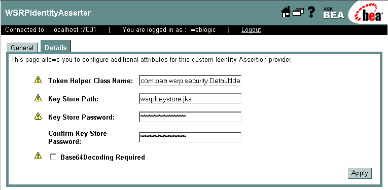 WSRP Identity Asserter Detail