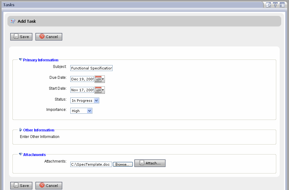 New Task with an Attachment