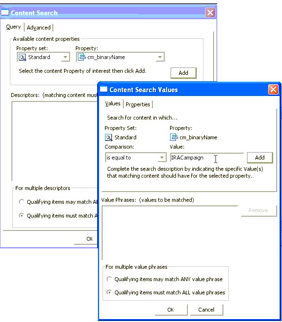A Content Query that Retrieves a Binary File Called IRACampaign