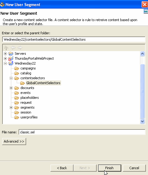 Create a New Content Selector