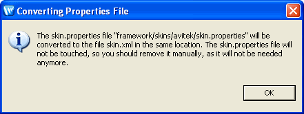 Conversion of Properties File when Look & Feel File is Opened