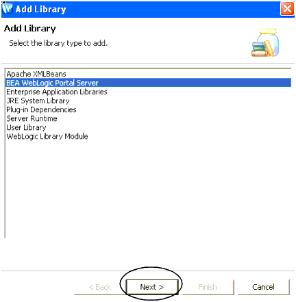 Select BEA WebLogic Portal Server