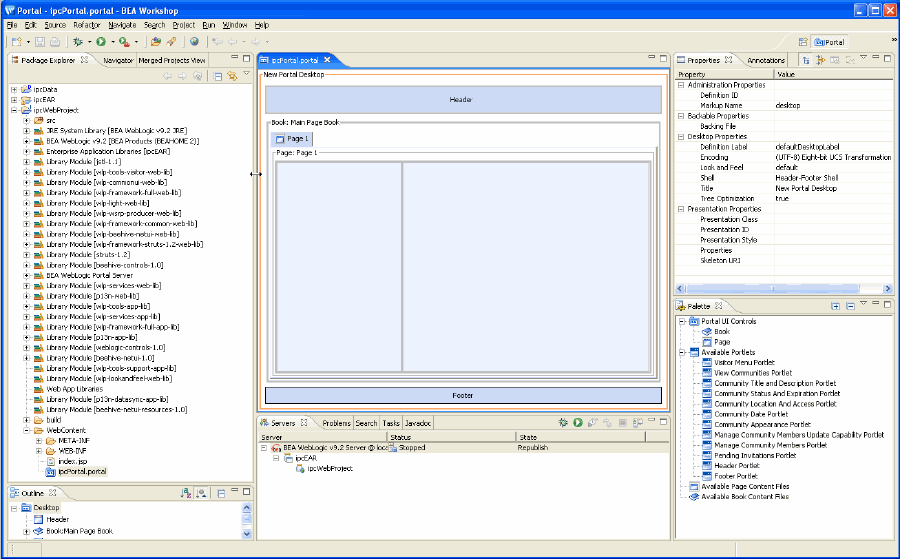 Workbench with Portal Perspective and Merged Projects View - Completed IPC Pre-Setup