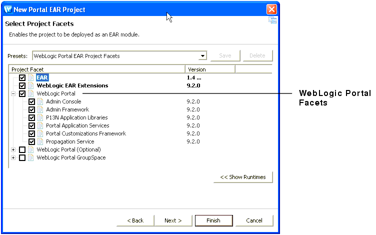 WebLogic Portal Facets