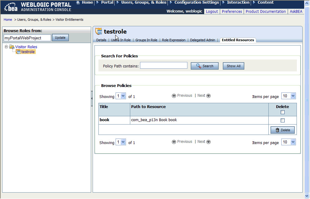 Entitled Resources Tab