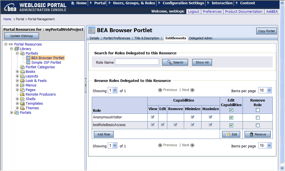 Browse Roles Entitled to this Resource