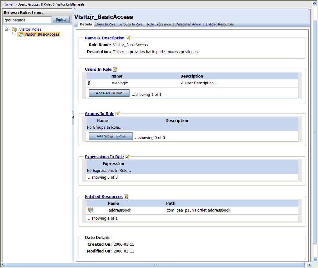 Visitor Entitlements Details Tab