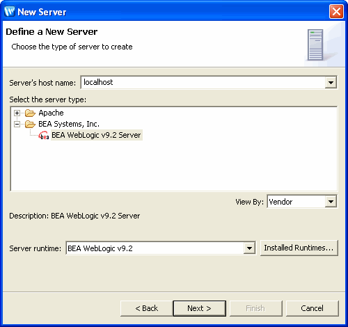 New Server - Define a New Server Dialog