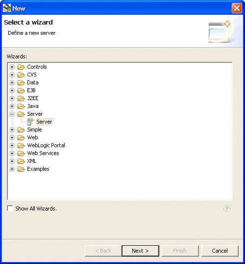 New - Select a Wizard Dialog