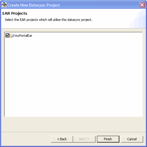 Create New Datasync Project - EAR Projects Dialog