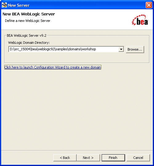 New Server - New BEA WebLogic Server Dialog