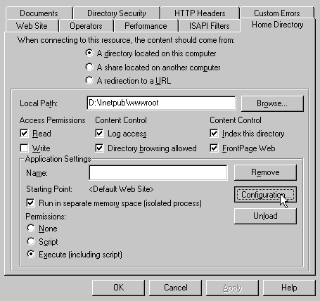 Home Directory tab