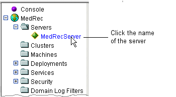 Click on the Name of a Server