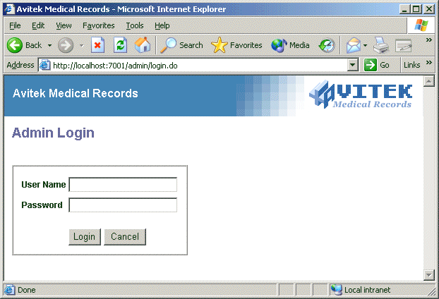 Admin Login Page