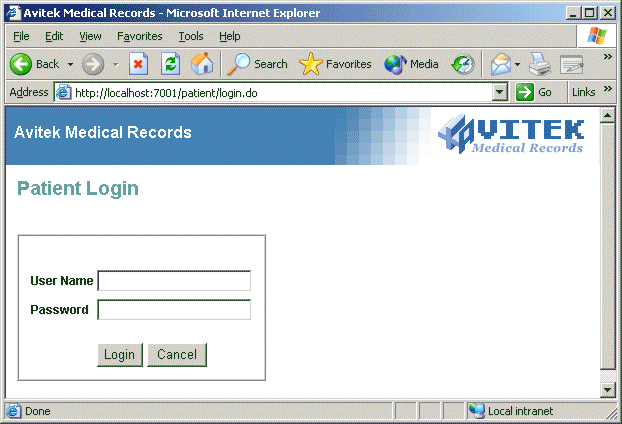 Patient Login Page