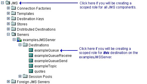 Services Portion of the Administration Console Navigation Tree