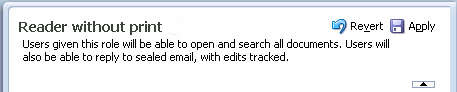 Roles page, right panel Roles page, right panel