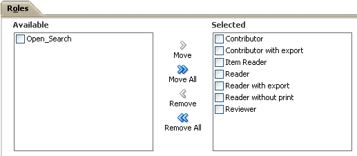 Roles tab Roles tab