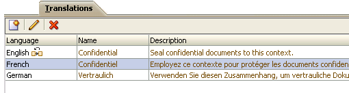 Translations tab on the Contexts page Translations tab on the Contexts page