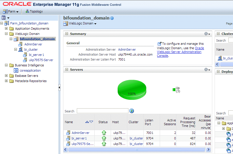 Fusion Middleware Control BI Domain Home page Fusion Middleware Control BI Domain Home page