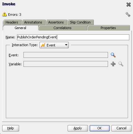 Invoke dialog with interaction pattern set to event Invoke dialog with interaction pattern set to event