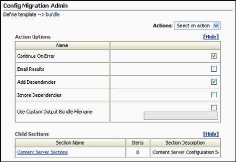 Config Migration Admin screen. Config Migration Admin screen.