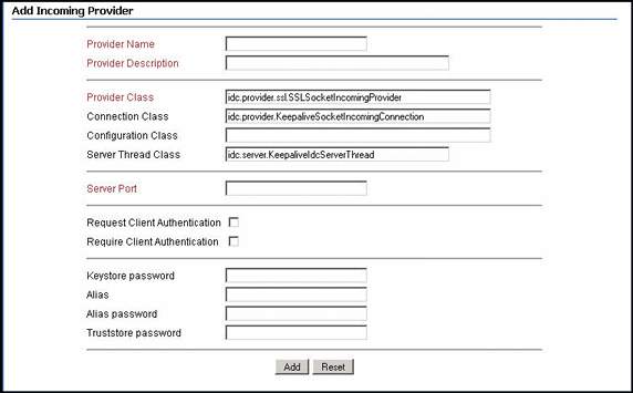 Add Incoming Provider screen for keepalivesocket Add Incoming Provider screen for keepalivesocket