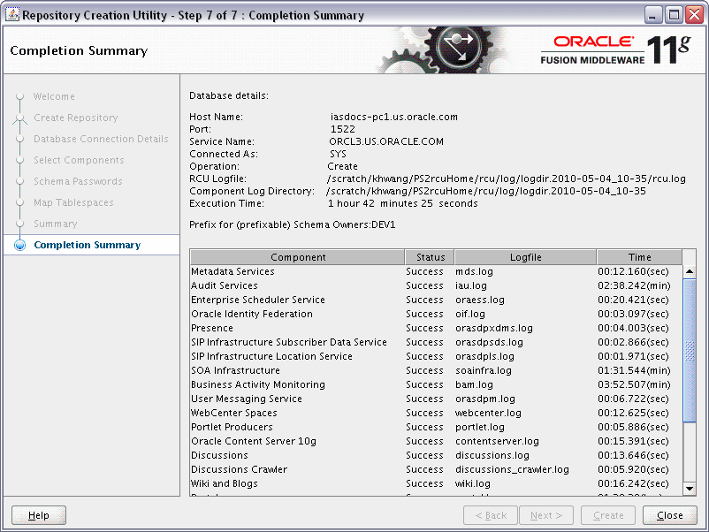 rcu repository creation complete screen rcu repository creation complete screen