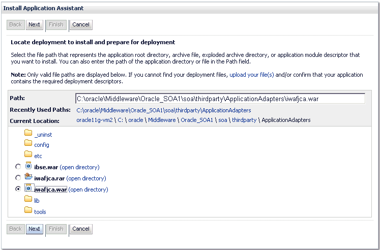 Install Application Assistant page Install Application Assistant page