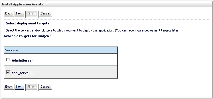 Select Deployment Target page Select Deployment Target page