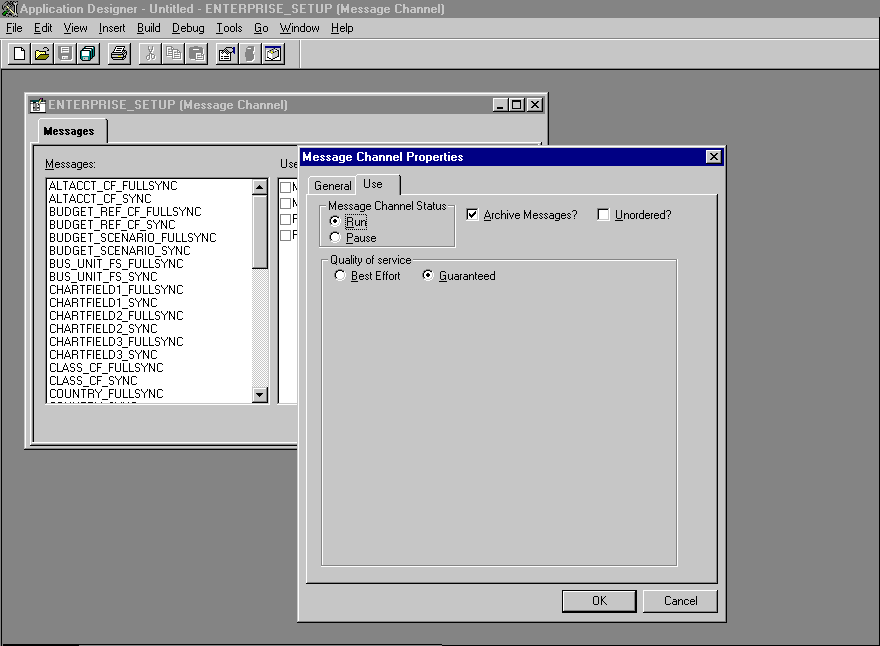 Message Channel properties dialog box Message Channel properties dialog box