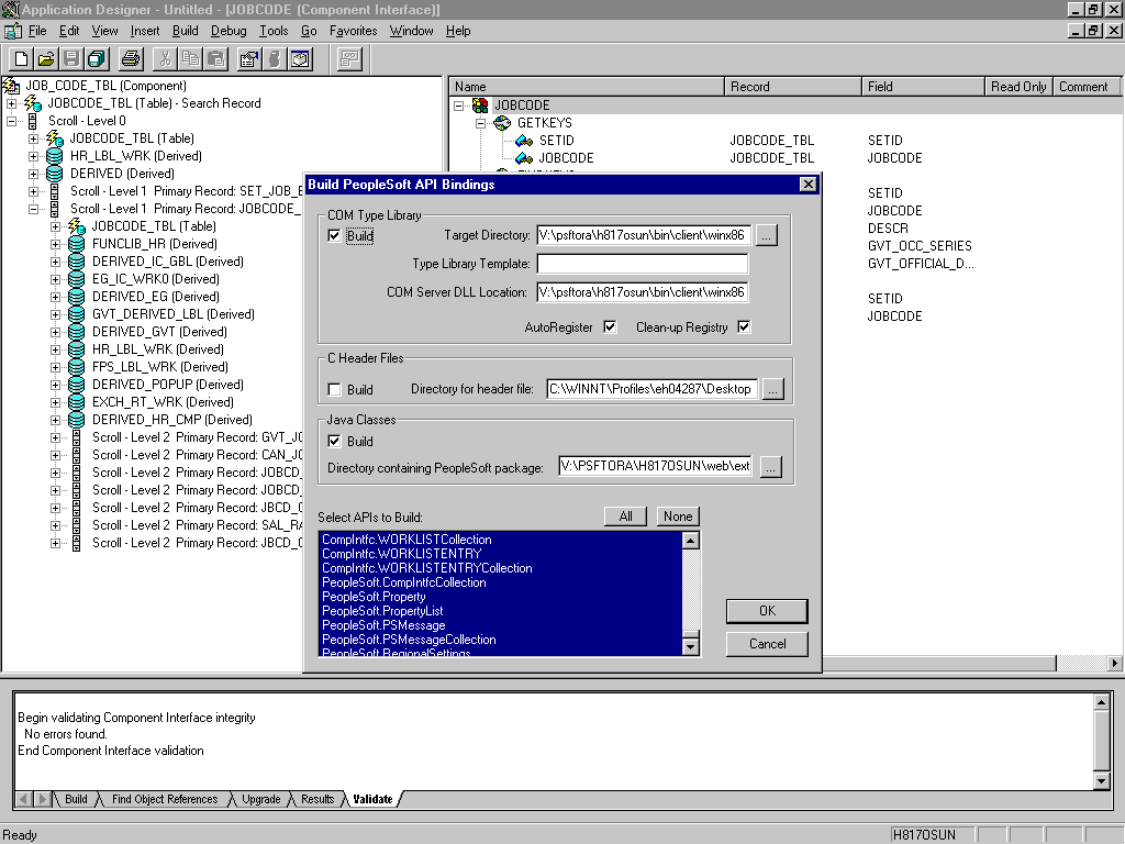 Build PeopleSoft API Bindings dialog box Build PeopleSoft API Bindings dialog box