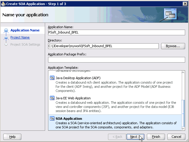 Create SOA Application wizard Create SOA Application wizard