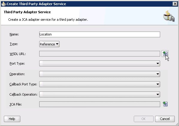 Create Third Party Adapter Service dialog box Create Third Party Adapter Service dialog box