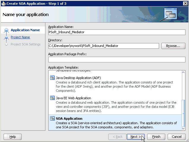 Create SOA Application wizard Create SOA Application wizard