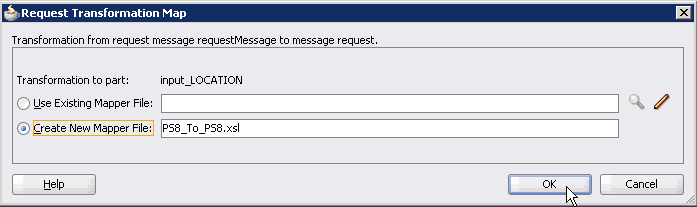 Request Transformation Map dialog box Request Transformation Map dialog box
