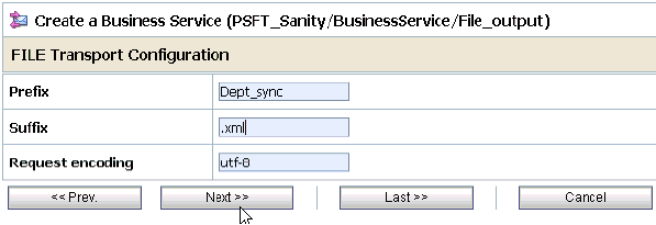 FILE Transport Configuration page FILE Transport Configuration page