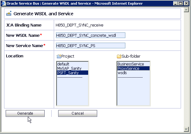 Generate WSDL and Service page Generate WSDL and Service page