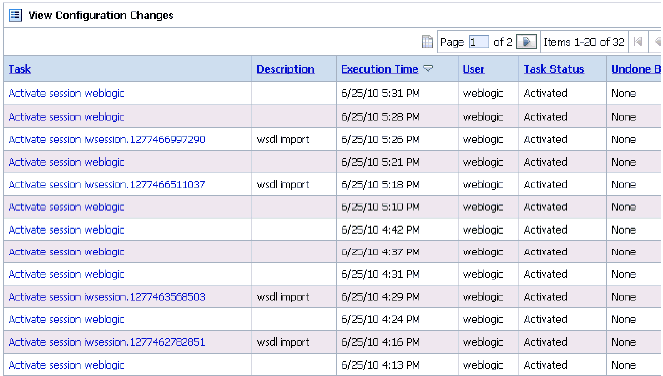 View Configuration Changes page View Configuration Changes page