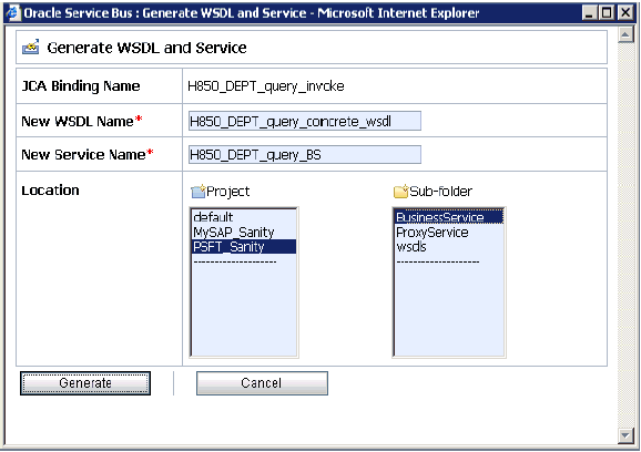 Generate WSDL and Service page Generate WSDL and Service page