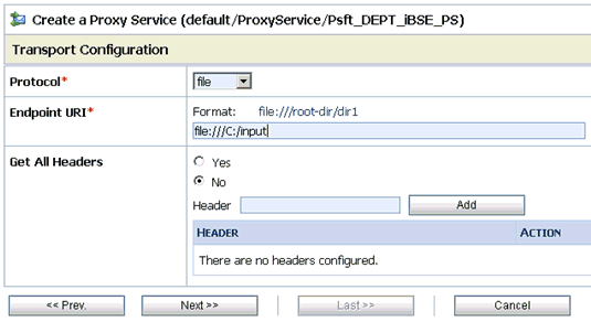 Transport Configuration Transport Configuration